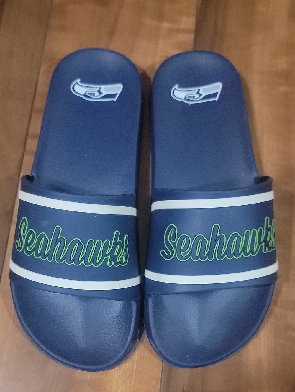 Seattle Seahawks Navy Slide Sandals for Women